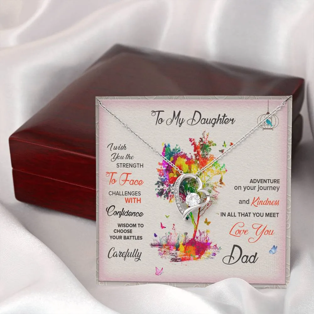 I wish you adventure-Forever Love Heart Necklace for Daughter From Dad