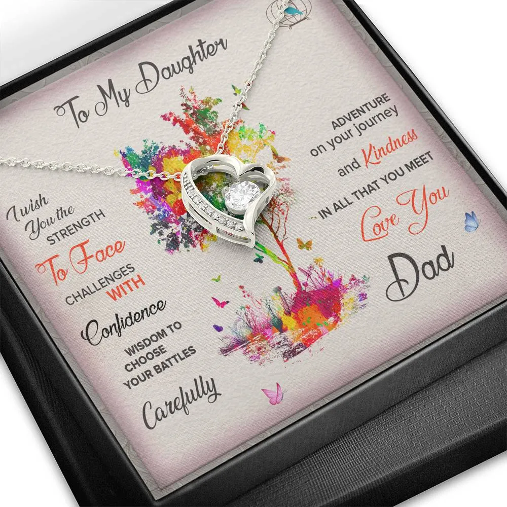 I wish you adventure-Forever Love Heart Necklace for Daughter From Dad