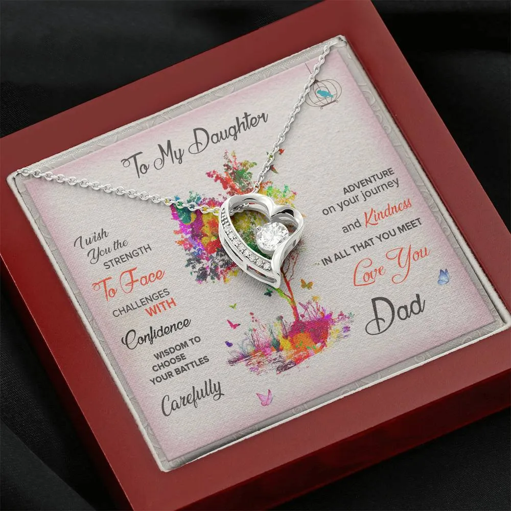 I wish you adventure-Forever Love Heart Necklace for Daughter From Dad