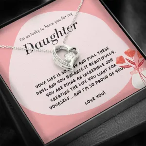 I’m so lucky to have you-Forever Love Heart Necklace for Daughter