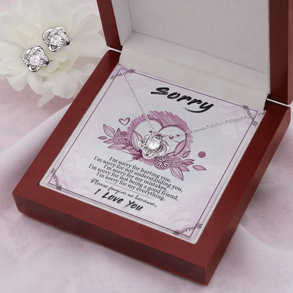 I'm Sorry Gift-Forgive Me Love Knot Necklace and Earring Set