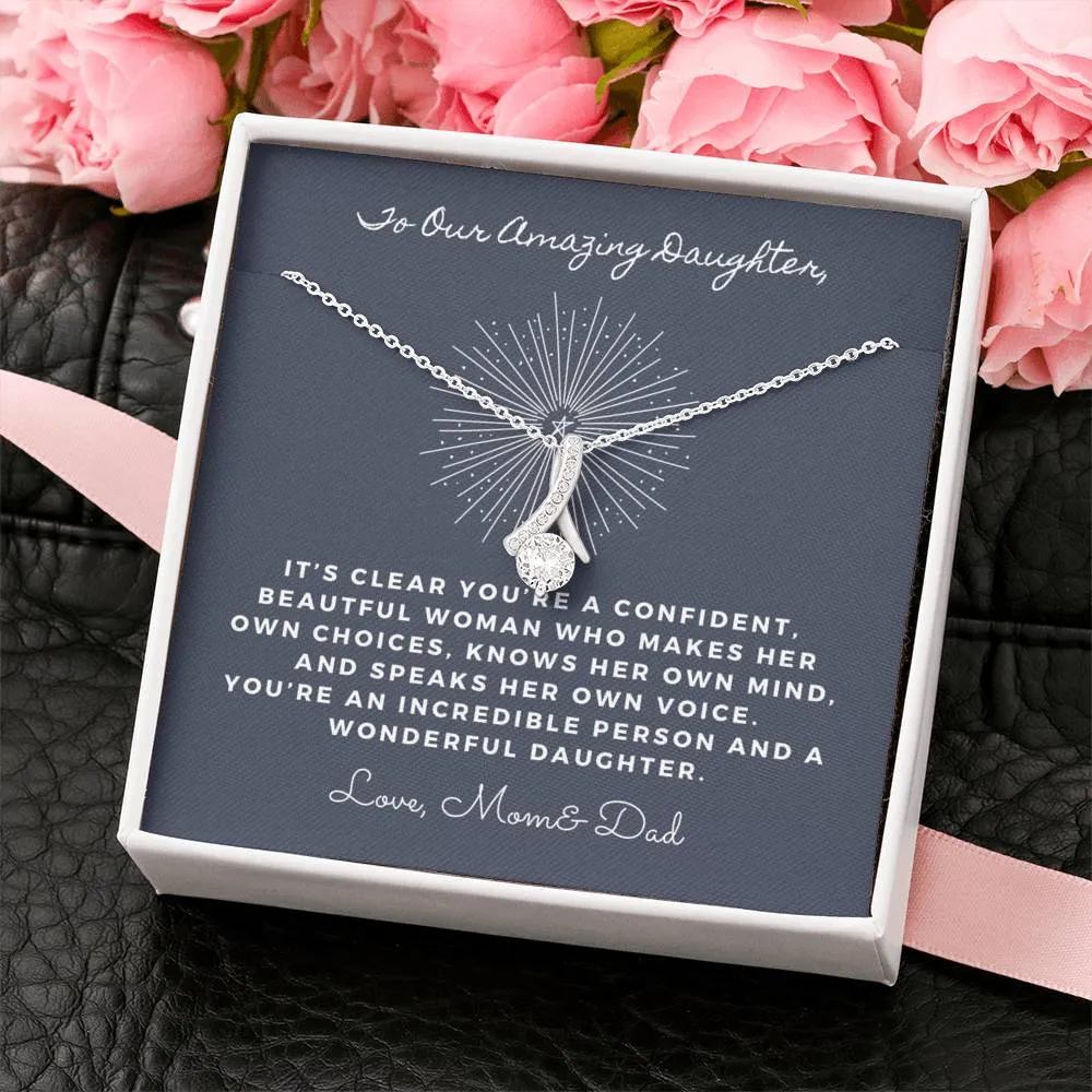 It’s clear you’re confident and beautiful- Solitaire Necklace for Daughter
