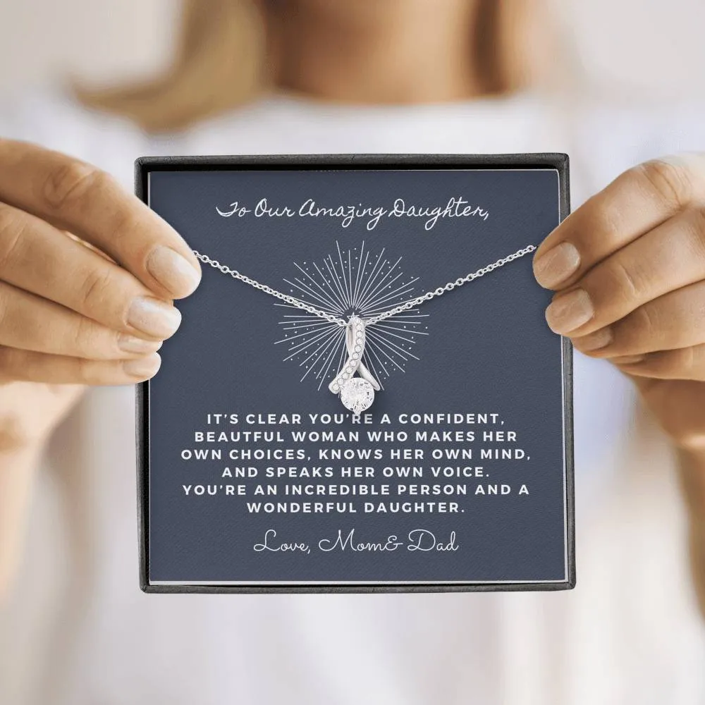It’s clear you’re confident and beautiful- Solitaire Necklace for Daughter