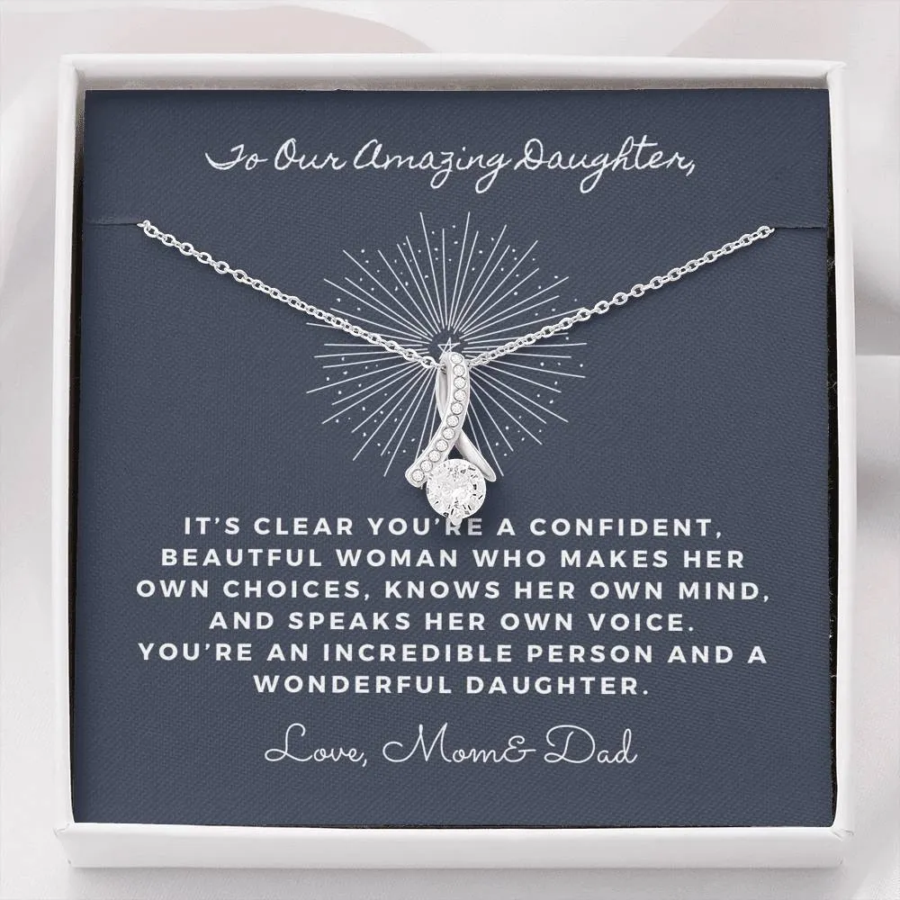 It’s clear you’re confident and beautiful- Solitaire Necklace for Daughter