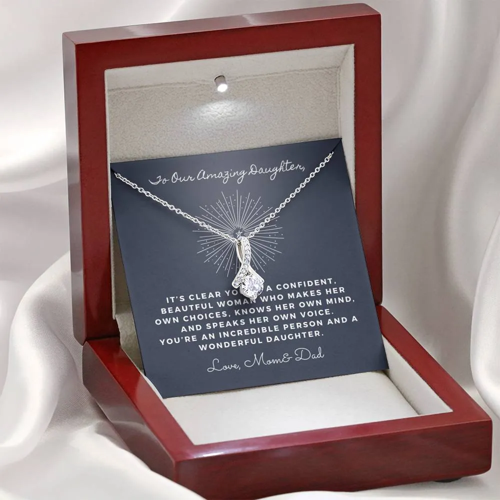 It’s clear you’re confident and beautiful- Solitaire Necklace for Daughter