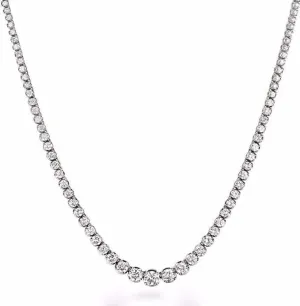 JewelMore 3ct.17 "Graduate Diamond Tennis Riviera Necklace(3.00 cttw, H-I Color, I1-I2 Clarity) in 14K White Gold