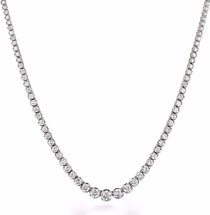 JewelMore 3ct.17 "Graduate Diamond Tennis Riviera Necklace(3.00 cttw, H-I Color, I1-I2 Clarity) in 14K White Gold