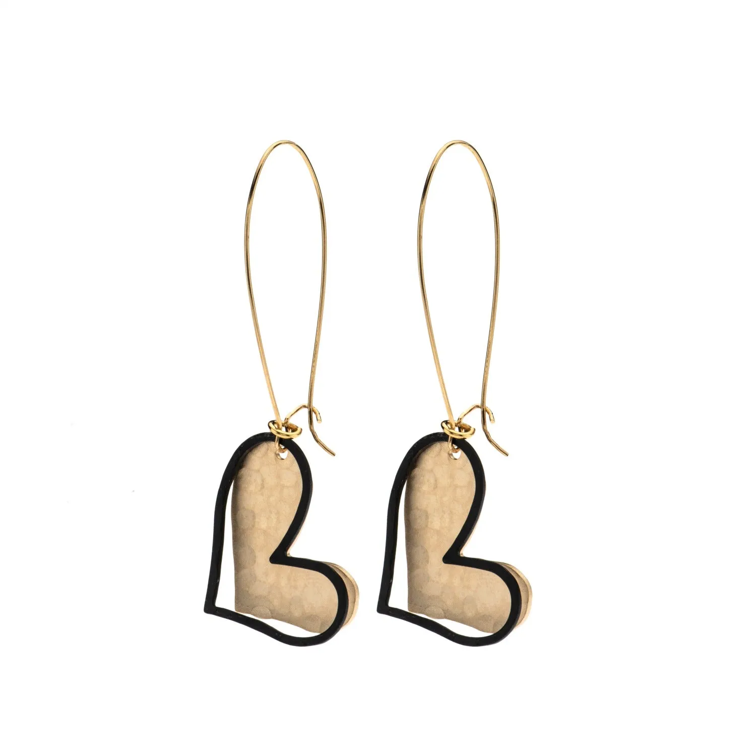 Katherine -  Gold & black heart necklace & earrings