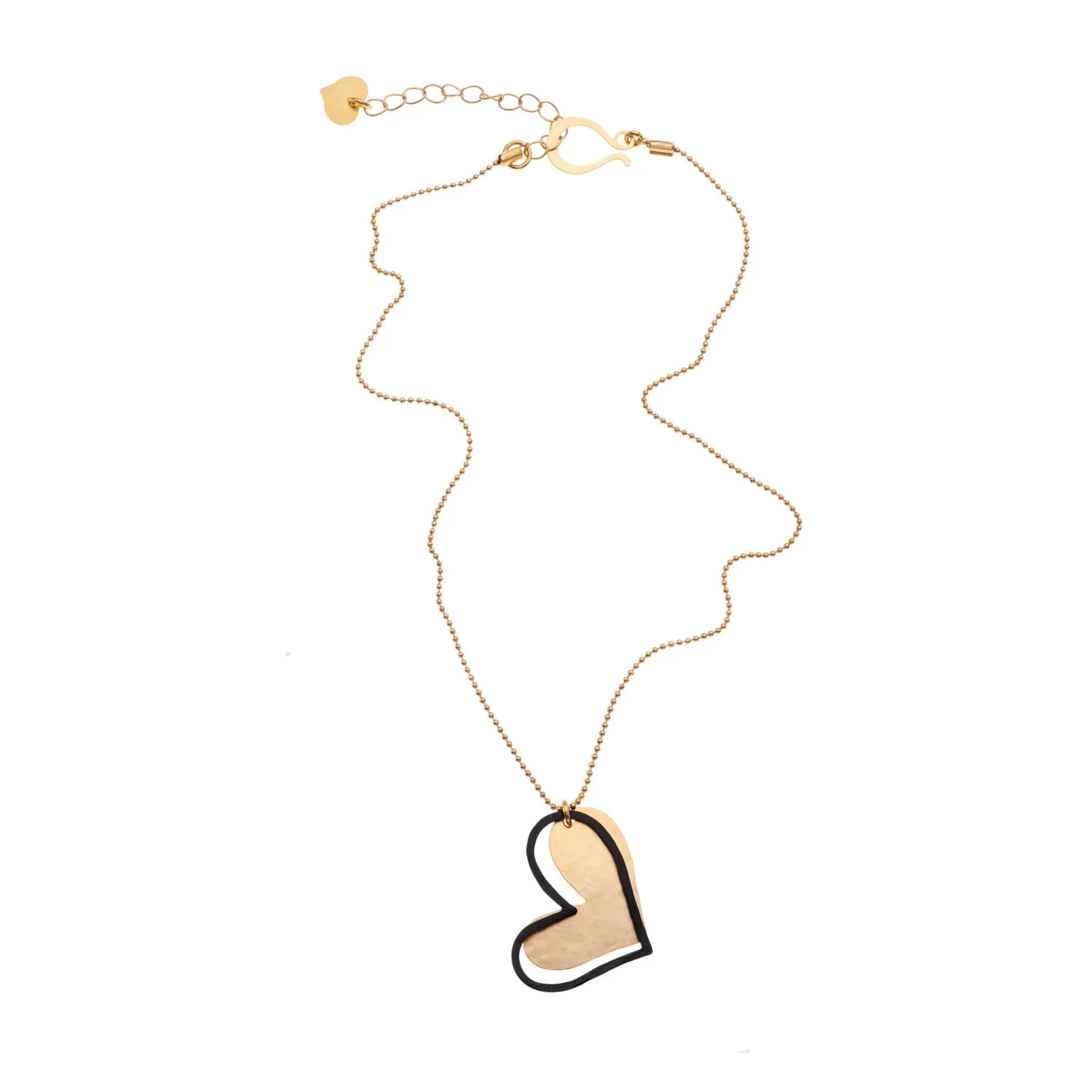 Katherine -  Gold & black heart necklace & earrings