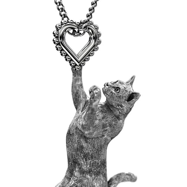 Kitty Cat Heart Charm