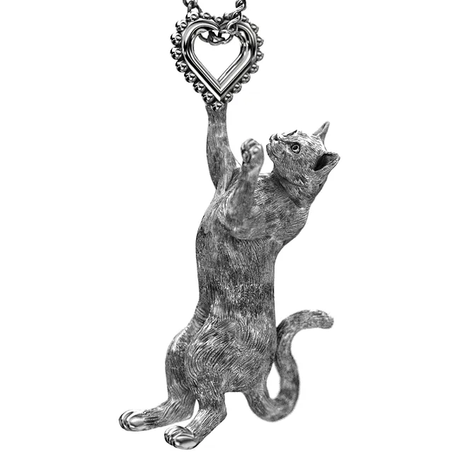 Kitty Cat Heart Charm