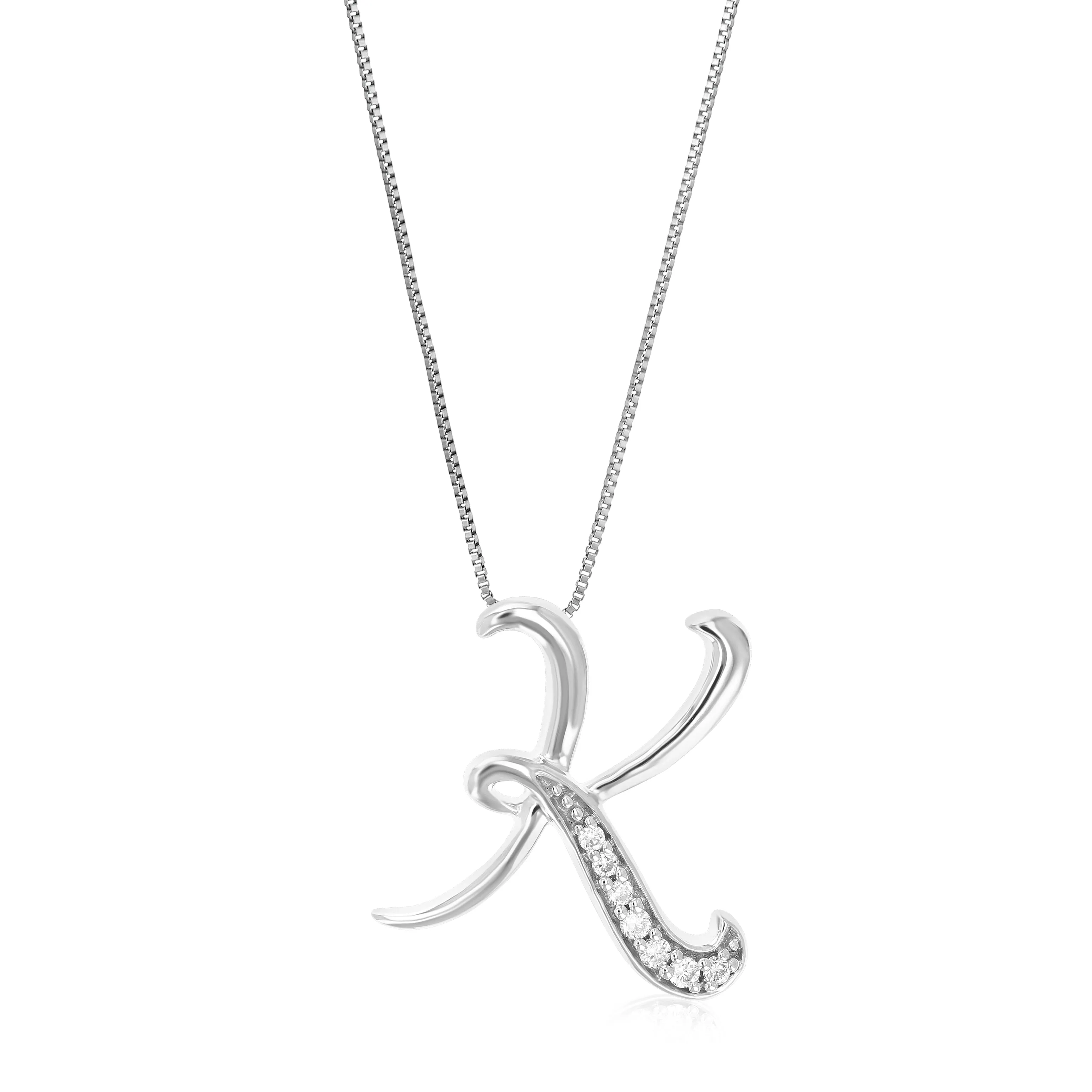 Lab Grown Diamond Alphabet Pendant Necklace in Silver