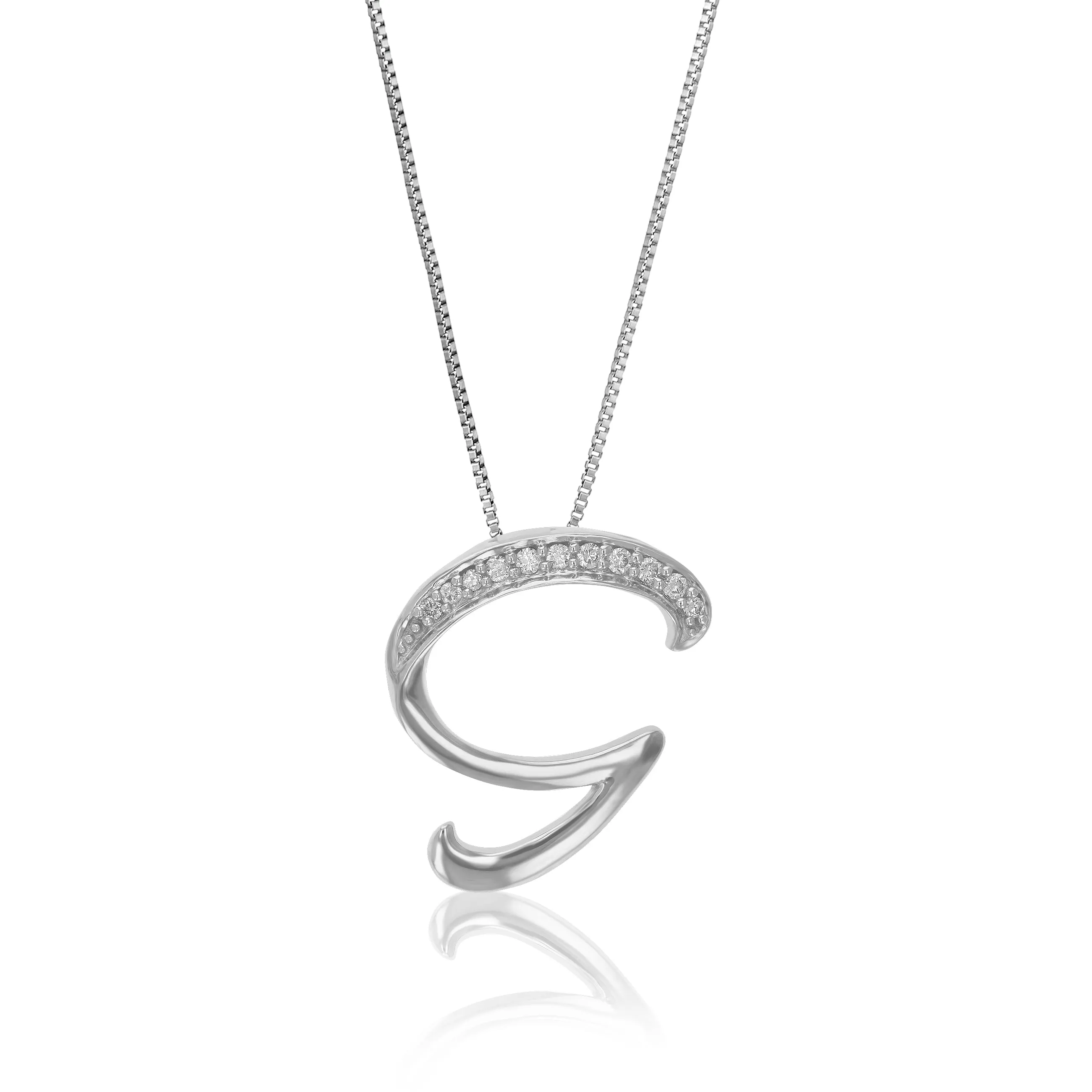 Lab Grown Diamond Alphabet Pendant Necklace in Silver