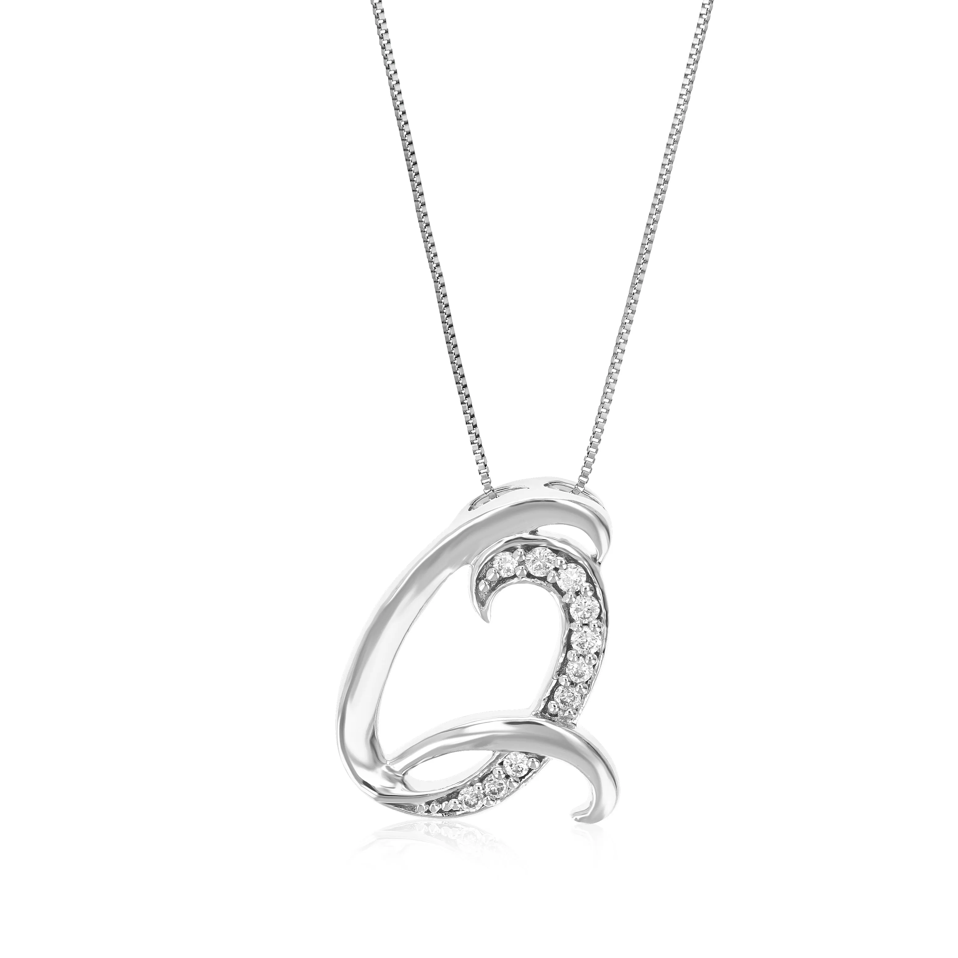 Lab Grown Diamond Alphabet Pendant Necklace in Silver