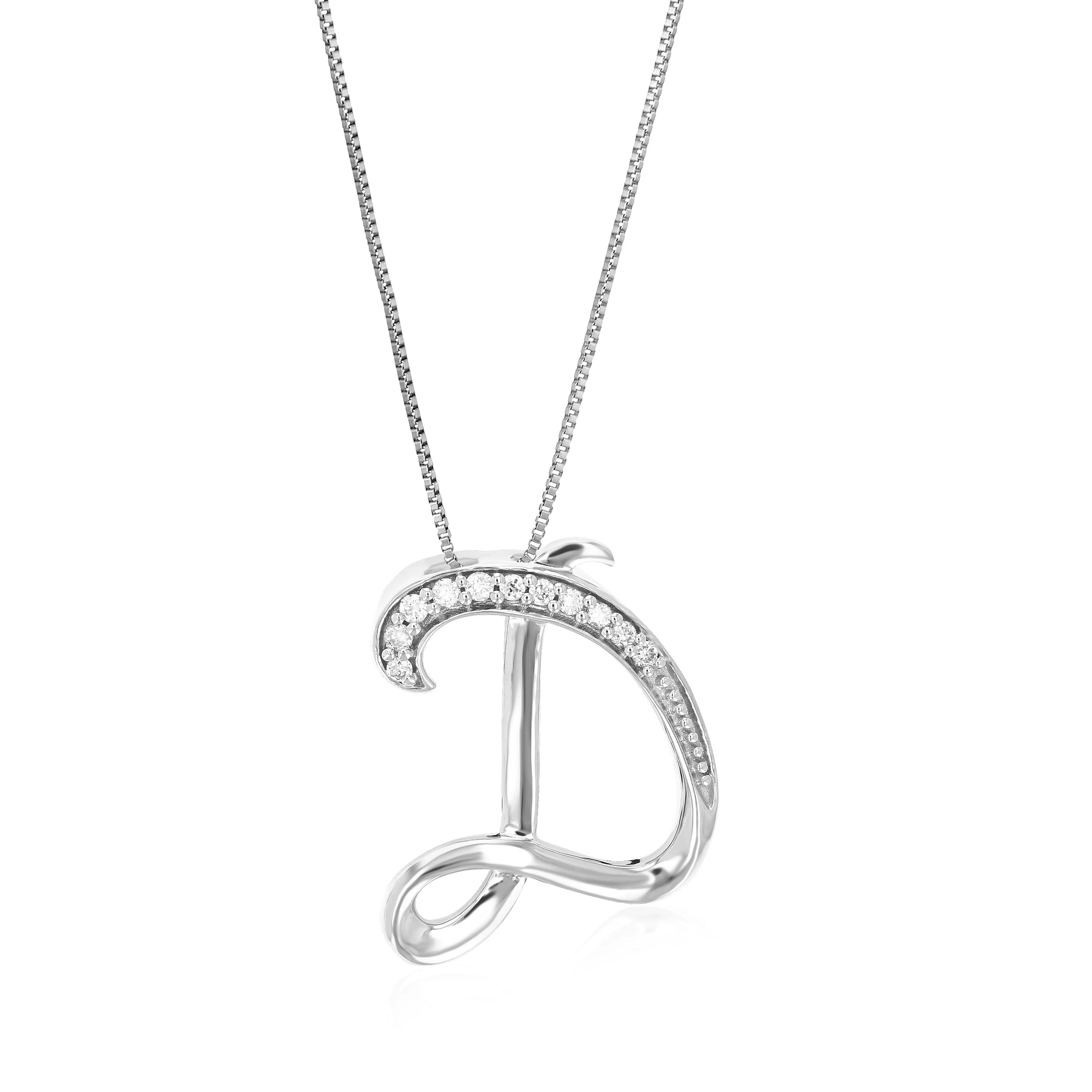 Lab Grown Diamond Alphabet Pendant Necklace in Silver