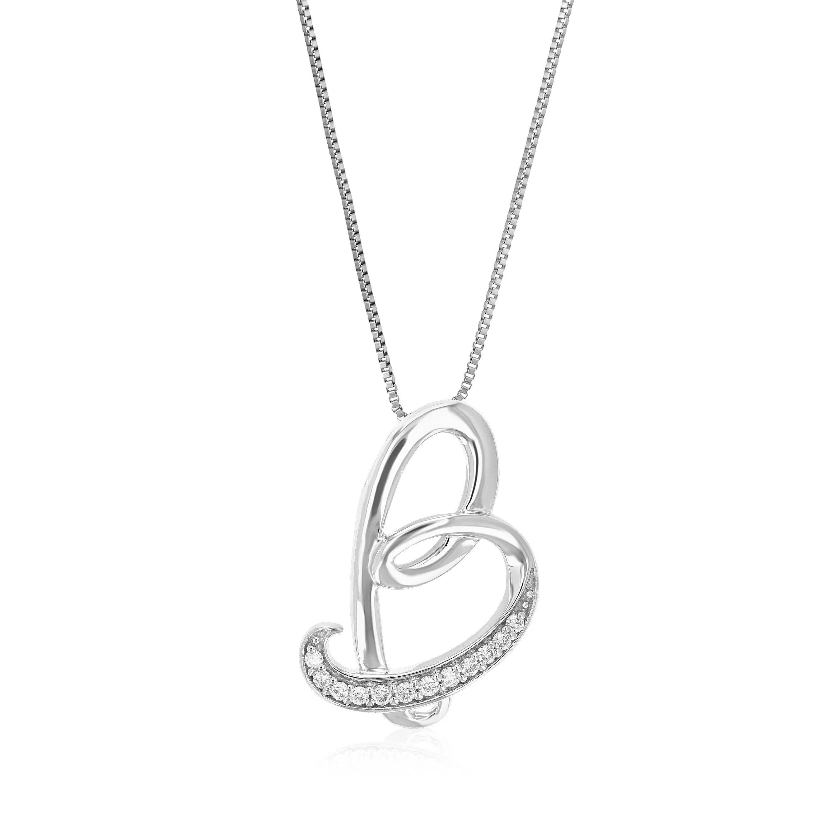 Lab Grown Diamond Alphabet Pendant Necklace in Silver