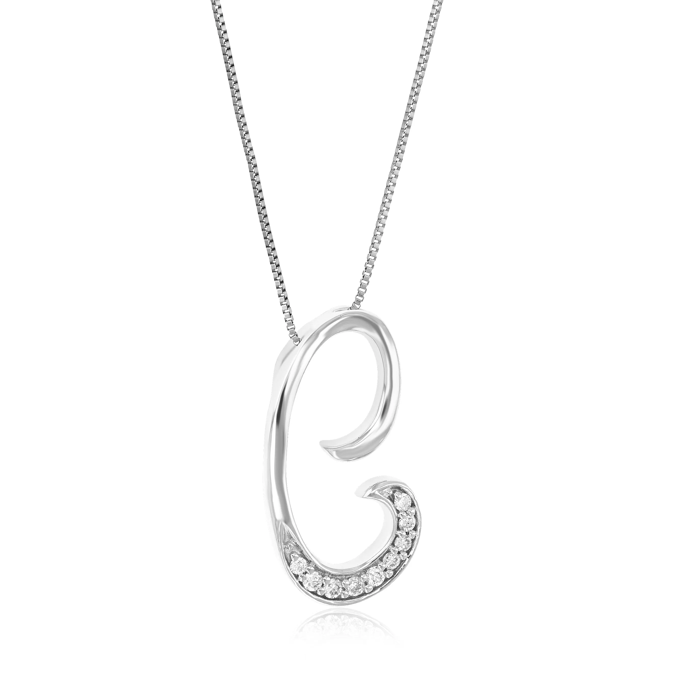Lab Grown Diamond Alphabet Pendant Necklace in Silver