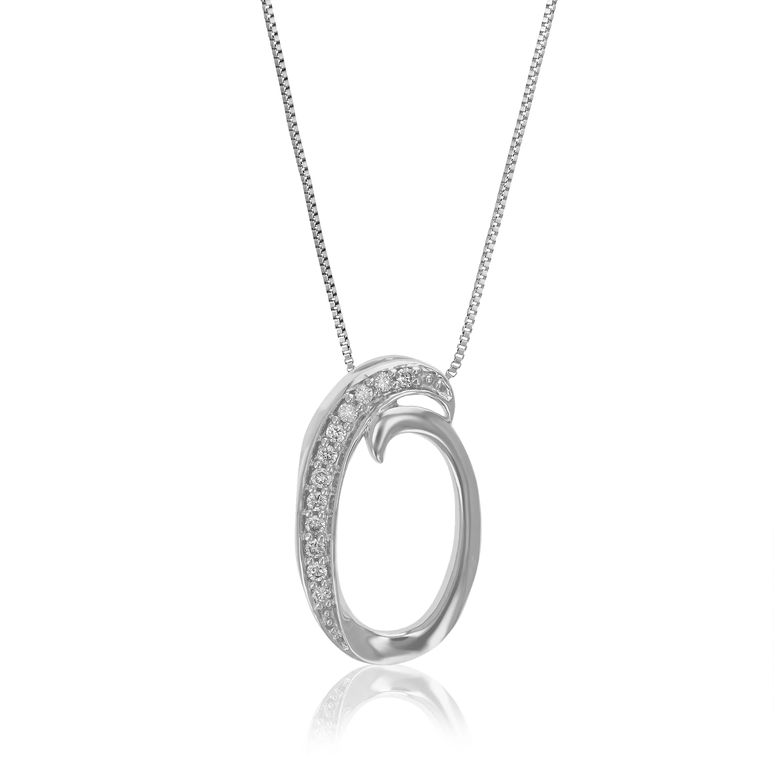 Lab Grown Diamond Alphabet Pendant Necklace in Silver