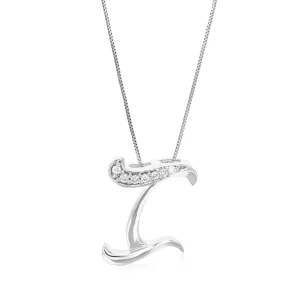 Lab Grown Diamond Alphabet Pendant Necklace in Silver