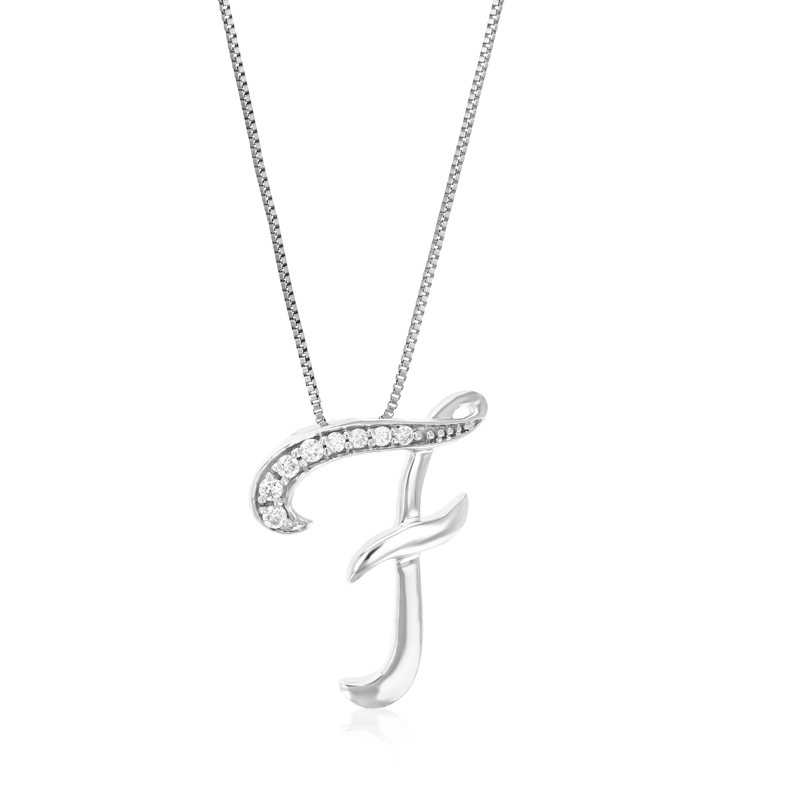 Lab Grown Diamond Alphabet Pendant Necklace in Silver