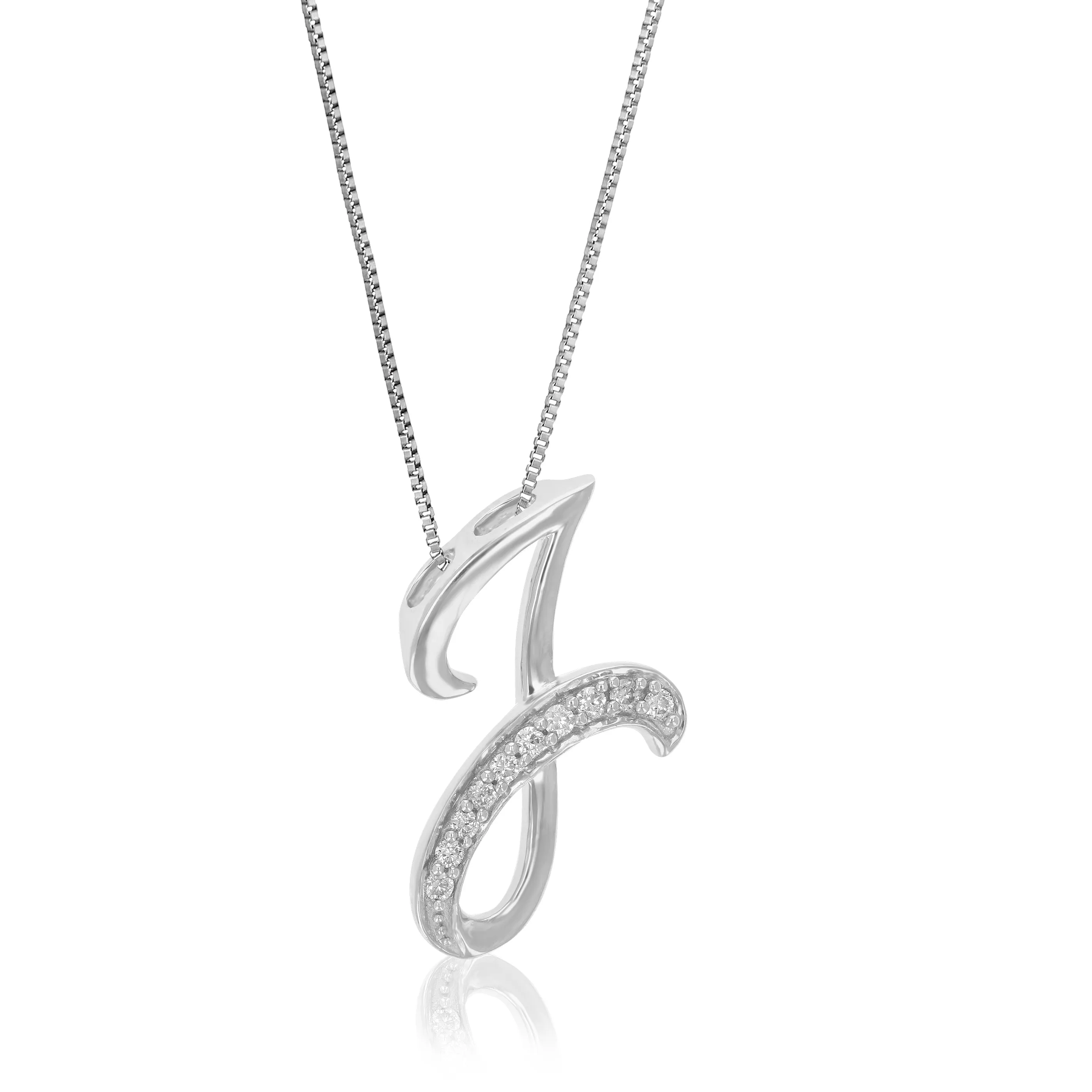 Lab Grown Diamond Alphabet Pendant Necklace in Silver