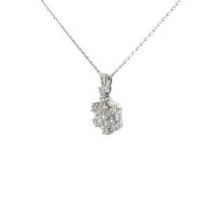Ladies 18k White Gold Diamond Cluster Necklace
