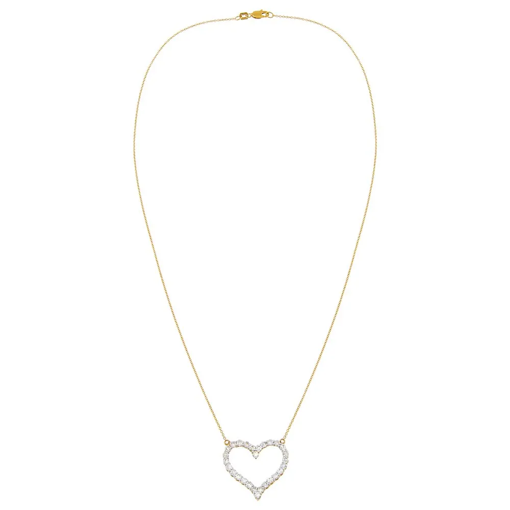 Large Diamond Heart Necklace 14K