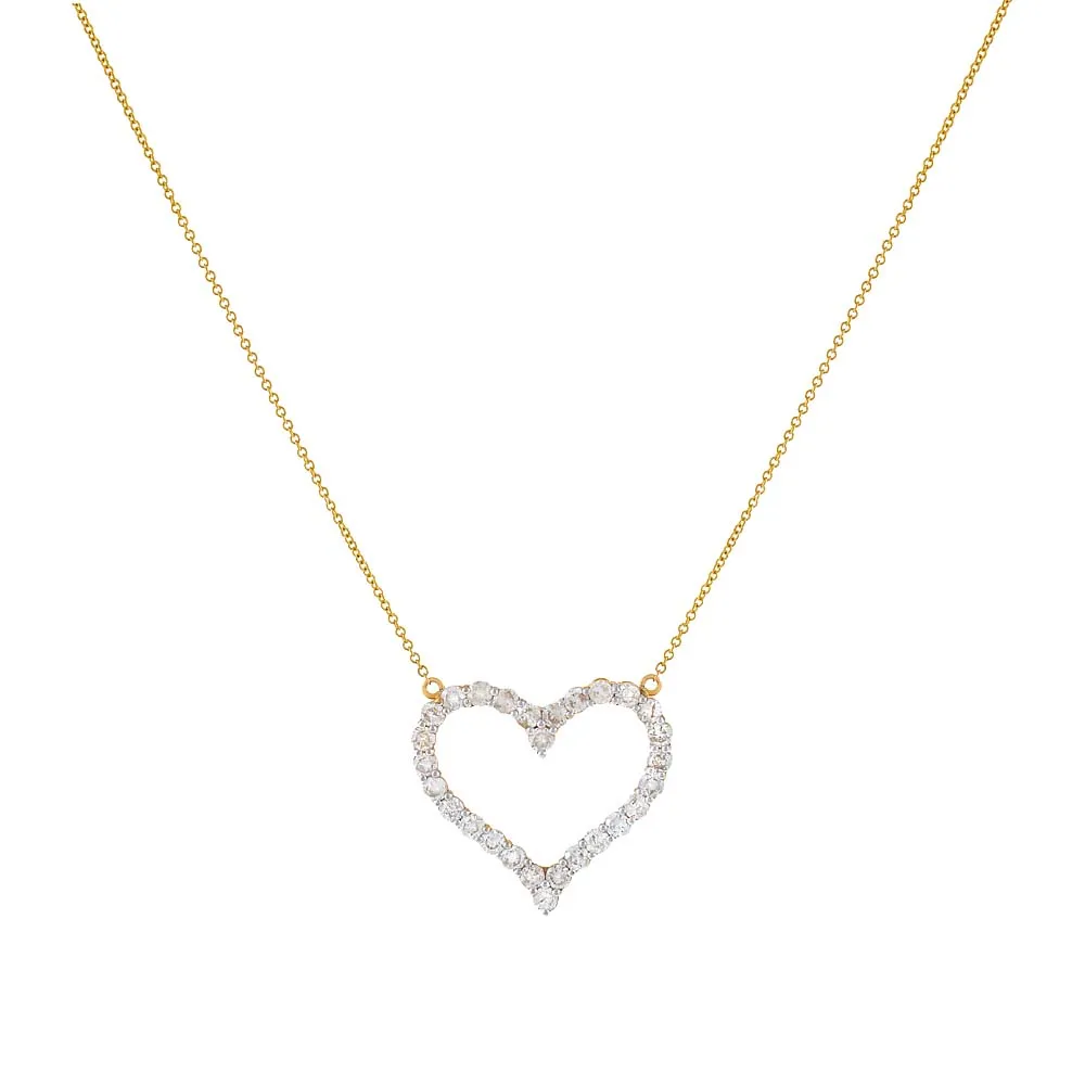 Large Diamond Heart Necklace 14K