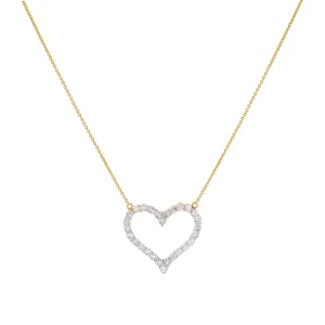 Large Diamond Heart Necklace 14K