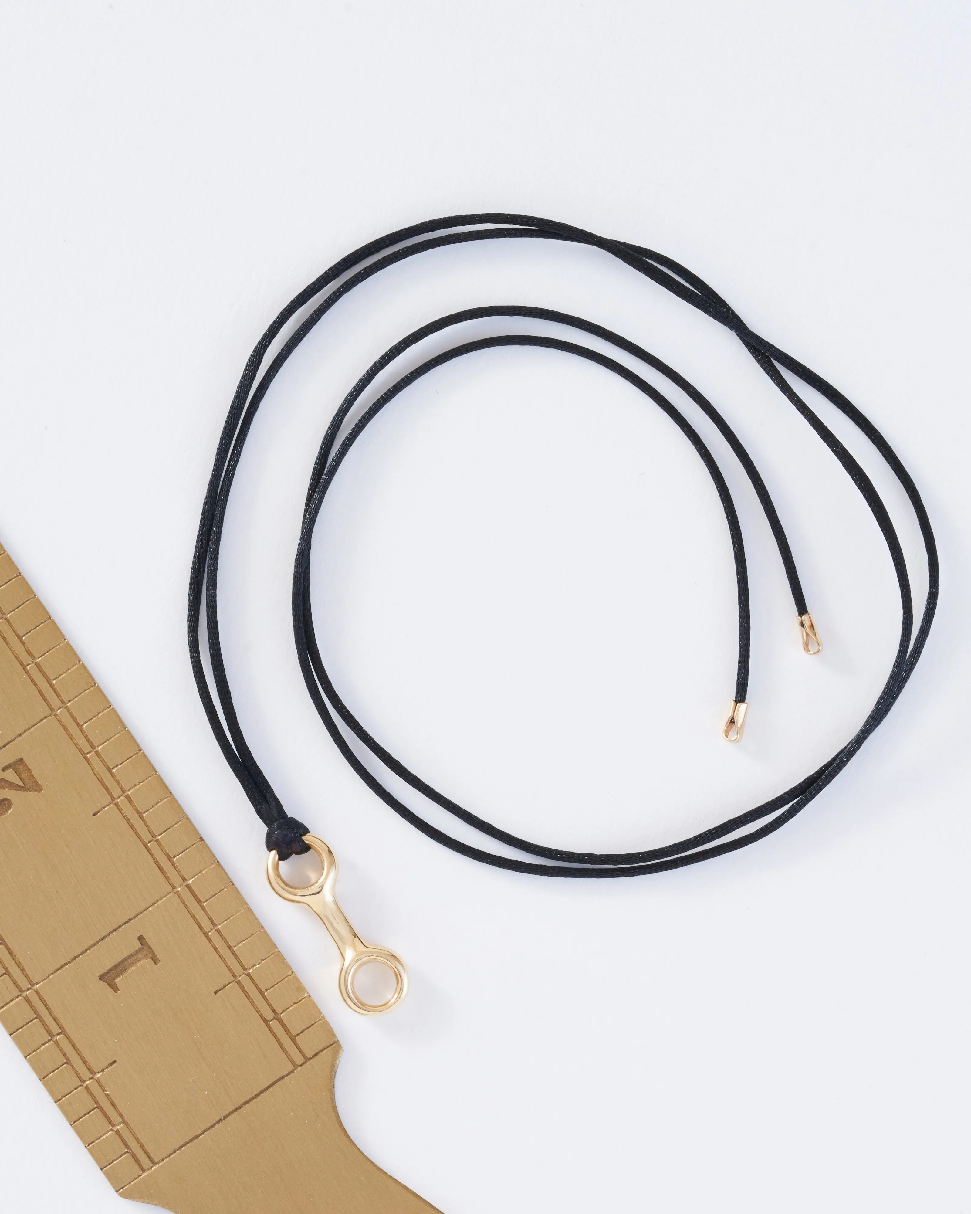 large double beam link on silky cord necklace