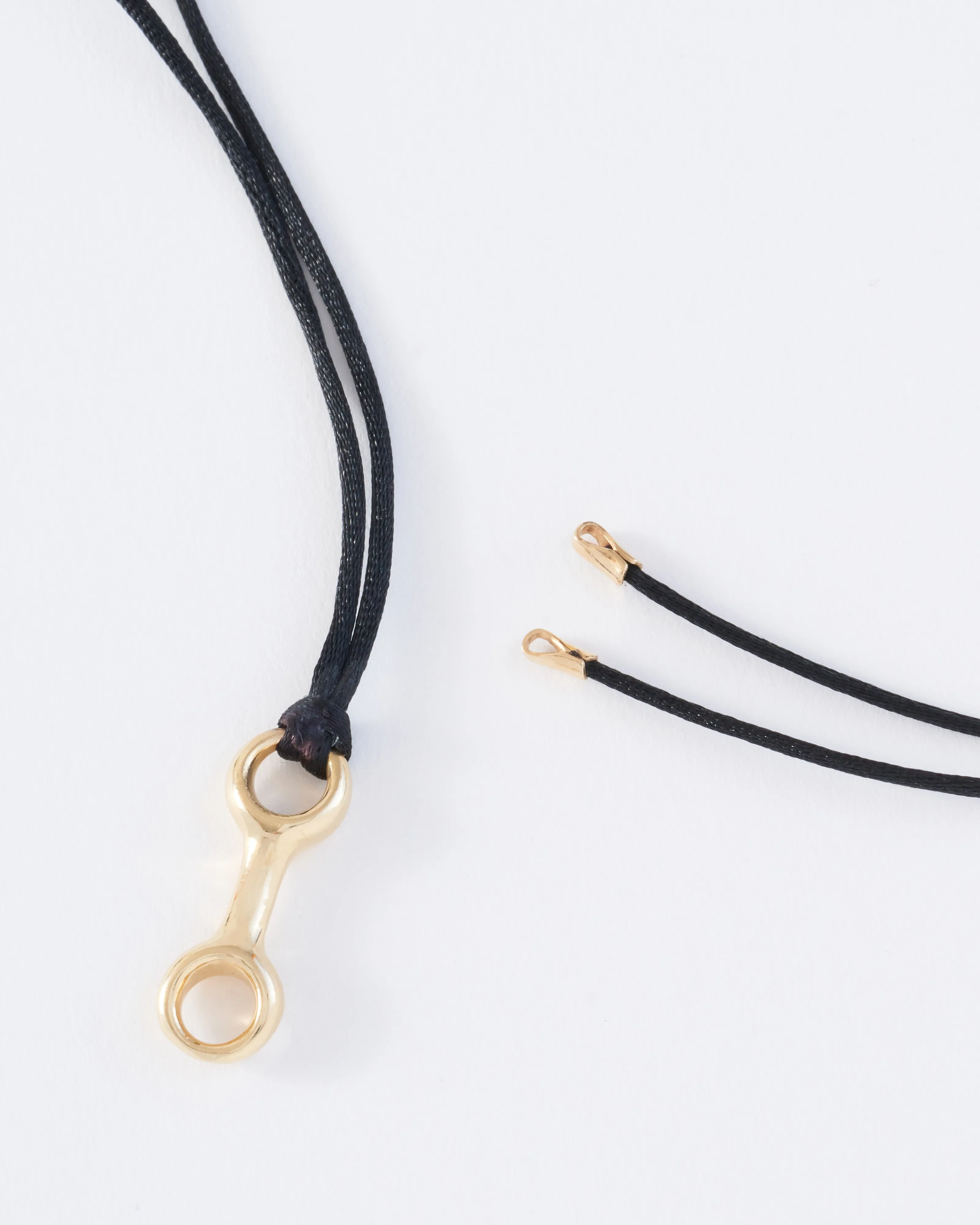 large double beam link on silky cord necklace