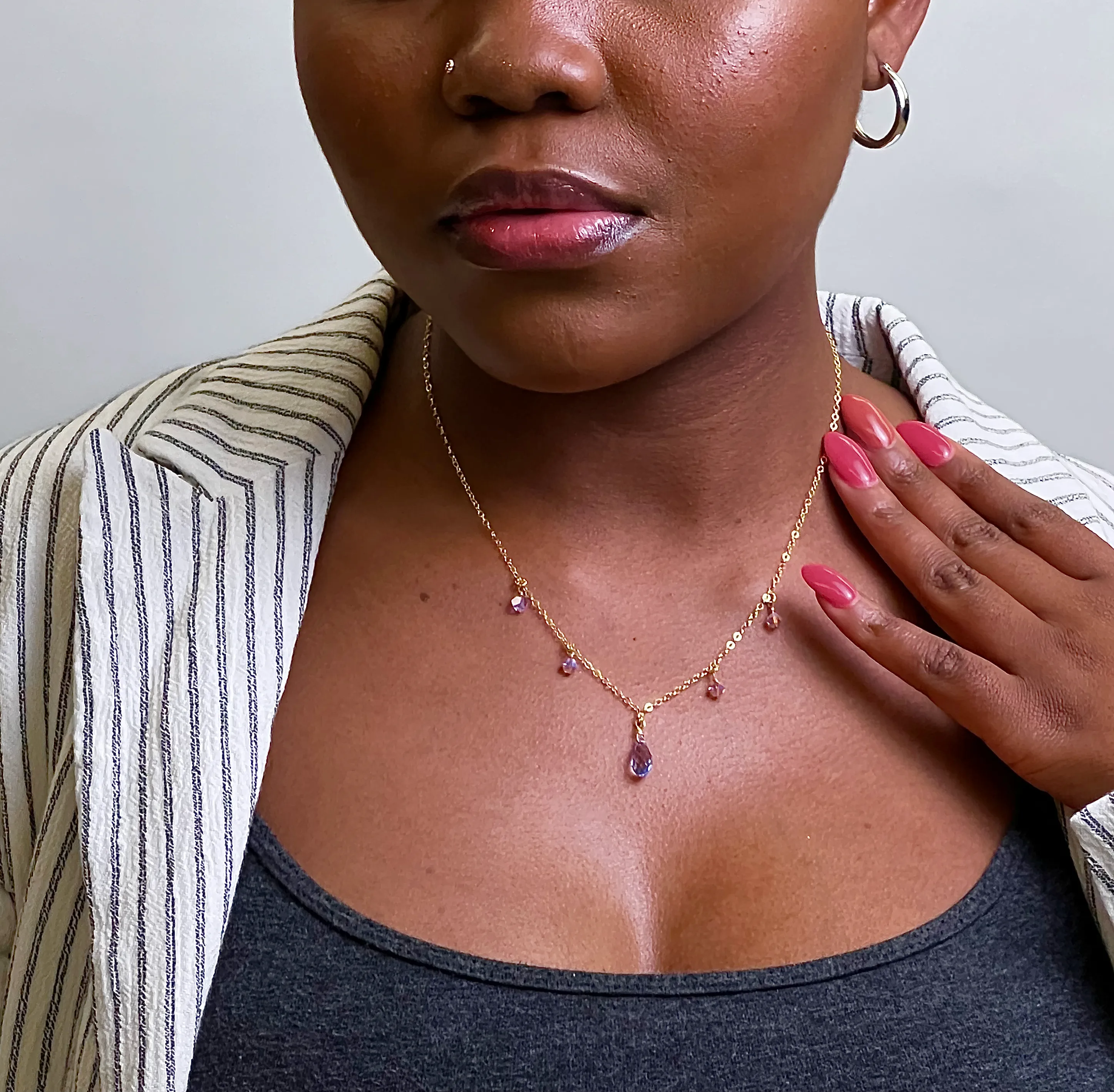 Lavender Crystal Cascade Necklace