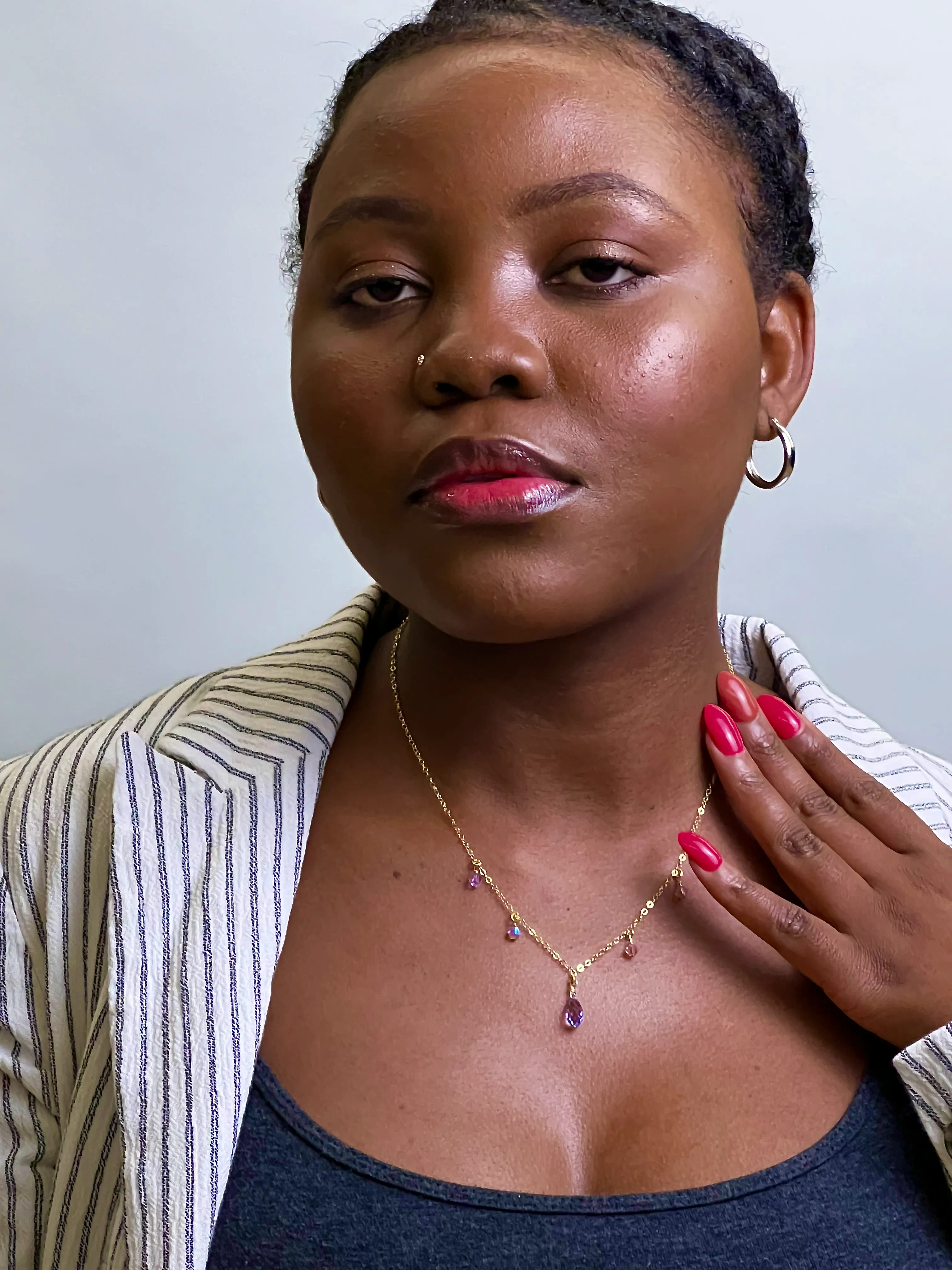 Lavender Crystal Cascade Necklace