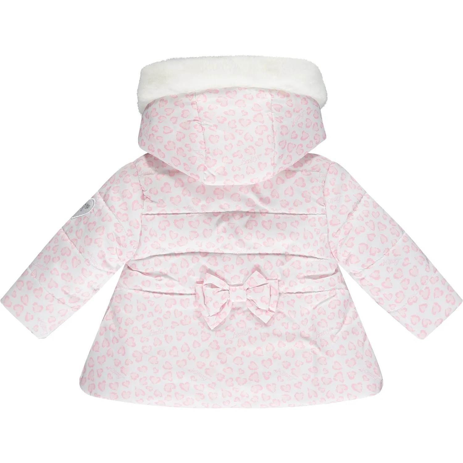 LITTLE A - Emilia Leopard Print Jacket With Faux Fur Trim - Baby Pink