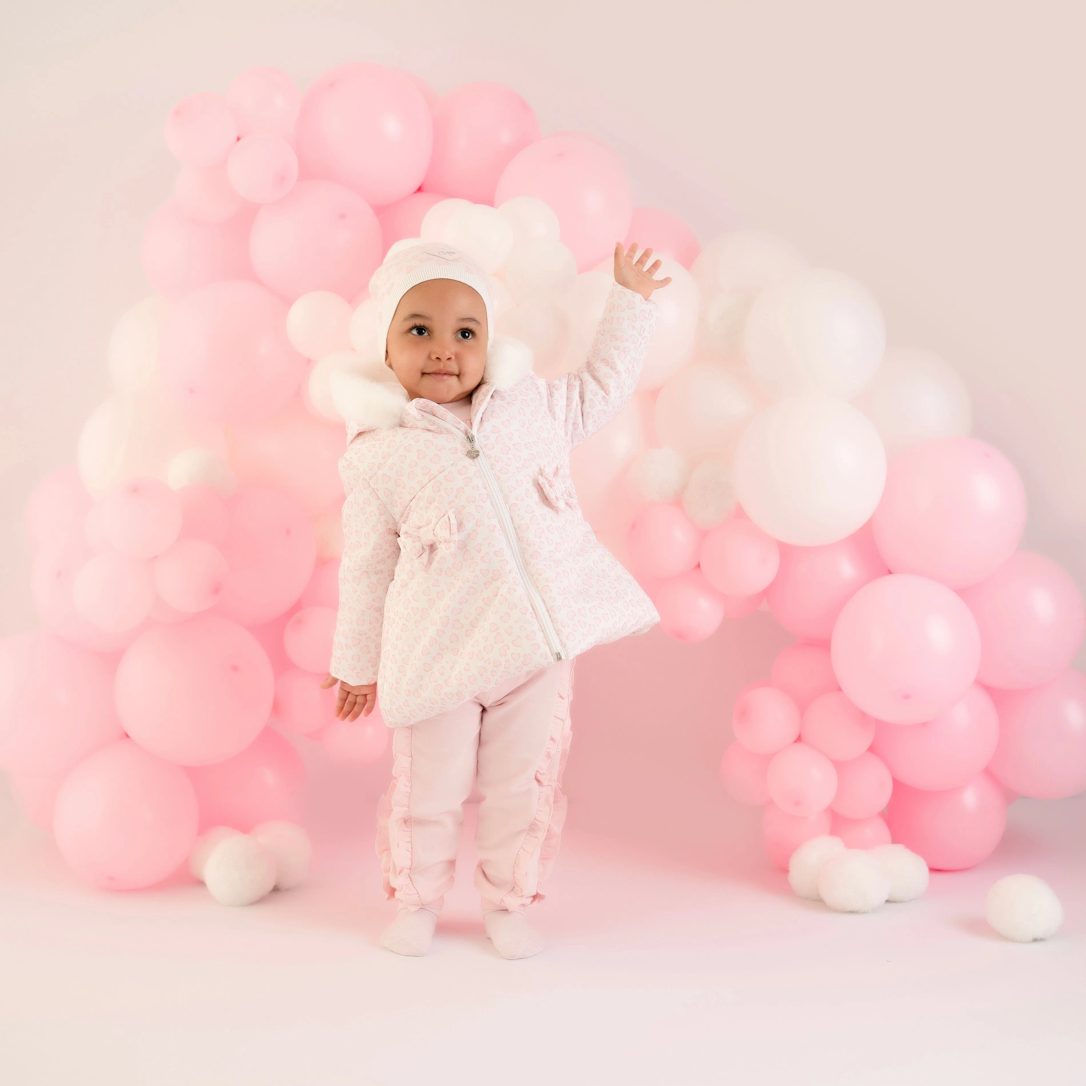 LITTLE A - Emilia Leopard Print Jacket With Faux Fur Trim - Baby Pink