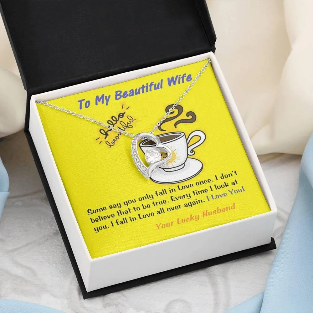 Love Heart Necklace for Wife, Anniversary Gift for Wife, Birthday Gift for Wife, Custom Message Card, Necklace for Wife, Present For Wife