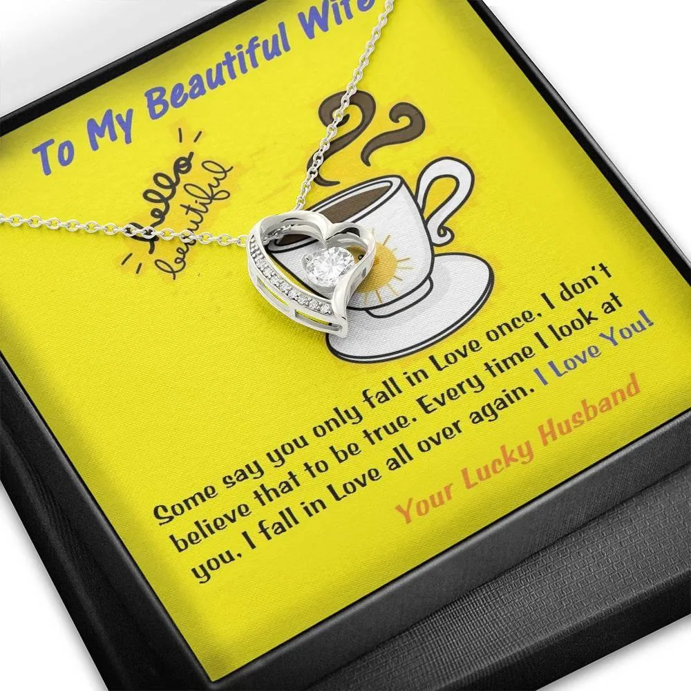 Love Heart Necklace for Wife, Anniversary Gift for Wife, Birthday Gift for Wife, Custom Message Card, Necklace for Wife, Present For Wife