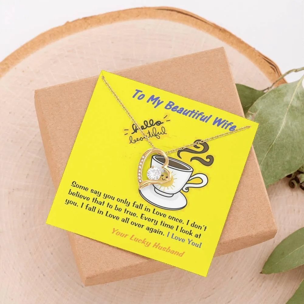 Love Heart Necklace for Wife, Anniversary Gift for Wife, Birthday Gift for Wife, Custom Message Card, Necklace for Wife, Present For Wife