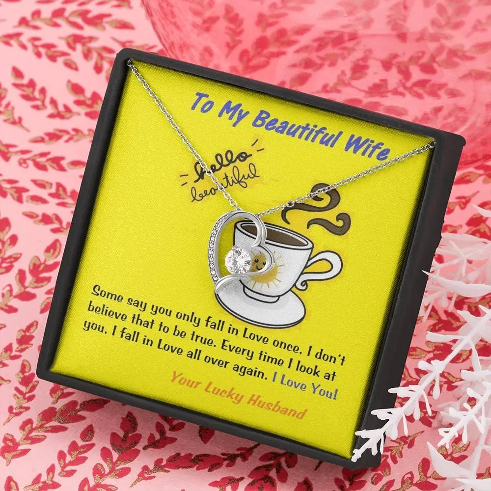Love Heart Necklace for Wife, Anniversary Gift for Wife, Birthday Gift for Wife, Custom Message Card, Necklace for Wife, Present For Wife