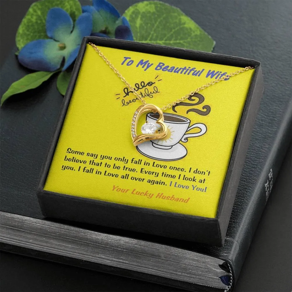 Love Heart Necklace for Wife, Anniversary Gift for Wife, Birthday Gift for Wife, Custom Message Card, Necklace for Wife, Present For Wife