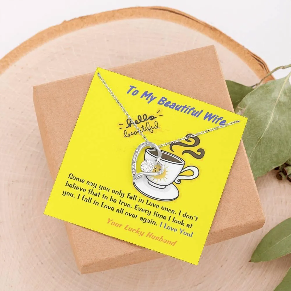 Love Heart Necklace for Wife, Anniversary Gift for Wife, Birthday Gift for Wife, Custom Message Card, Necklace for Wife, Present For Wife