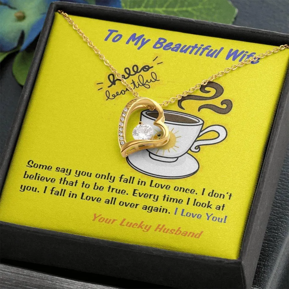 Love Heart Necklace for Wife, Anniversary Gift for Wife, Birthday Gift for Wife, Custom Message Card, Necklace for Wife, Present For Wife