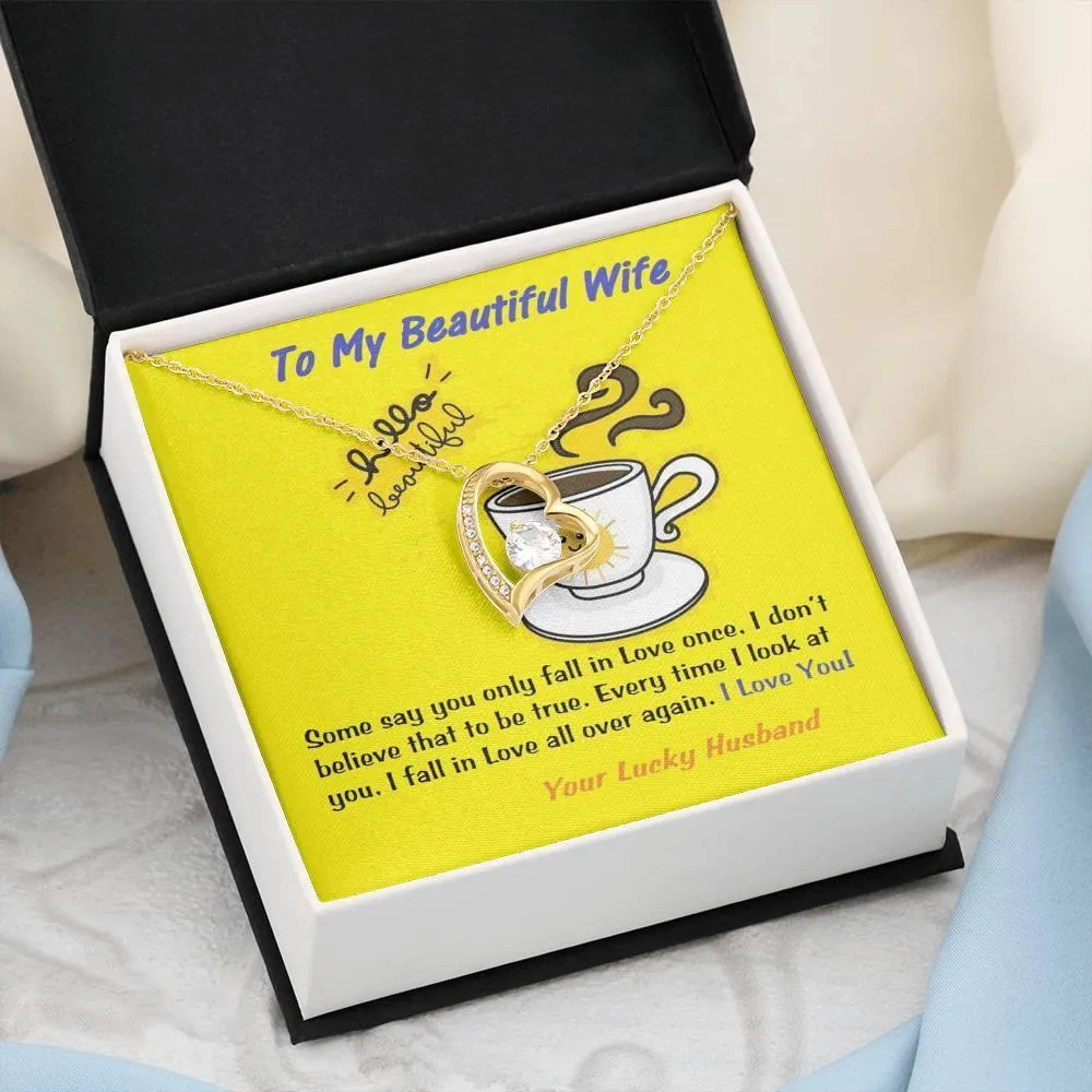 Love Heart Necklace for Wife, Anniversary Gift for Wife, Birthday Gift for Wife, Custom Message Card, Necklace for Wife, Present For Wife