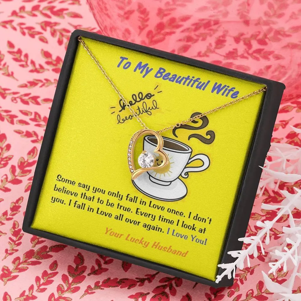 Love Heart Necklace for Wife, Anniversary Gift for Wife, Birthday Gift for Wife, Custom Message Card, Necklace for Wife, Present For Wife