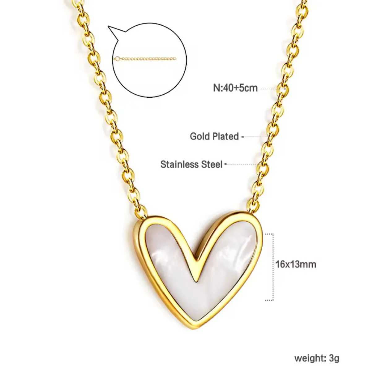 Love Heart Shell Necklace