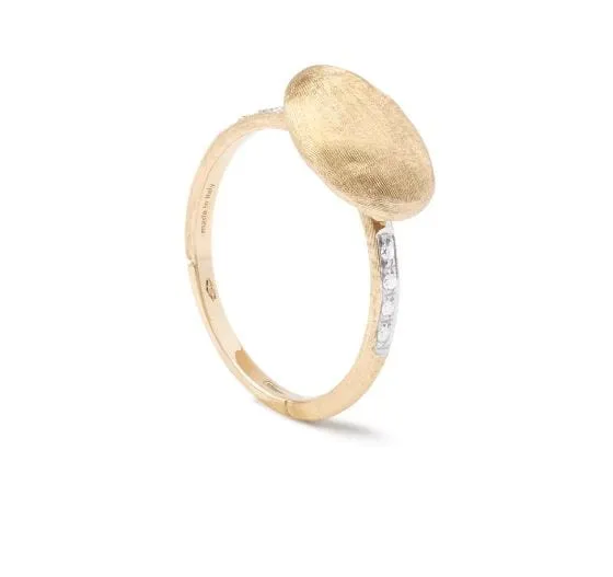 Marco Bicego 18K Two Tone Siviglia Pebble Diamond Ring Size 7