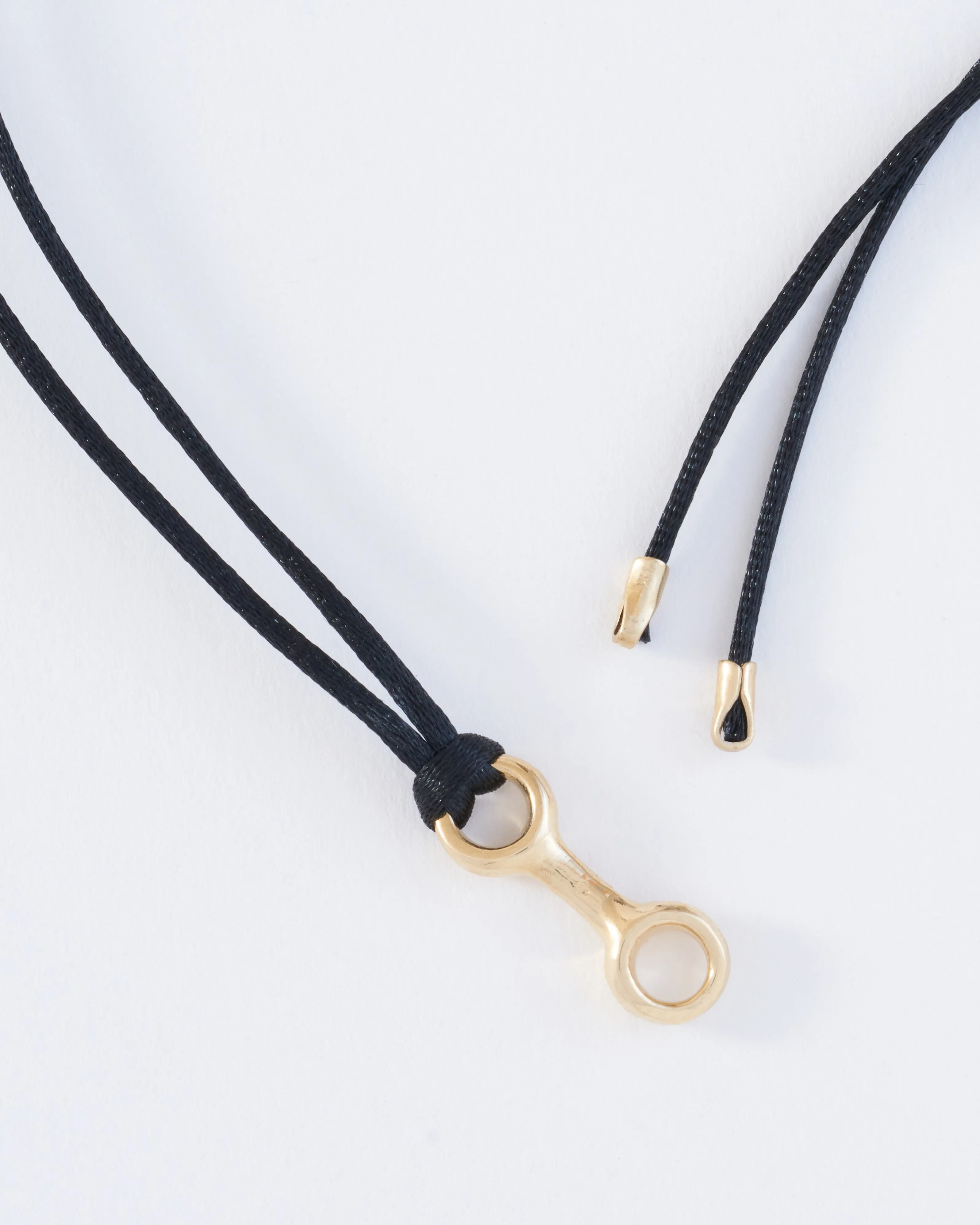medium double beam link on silky cord necklace