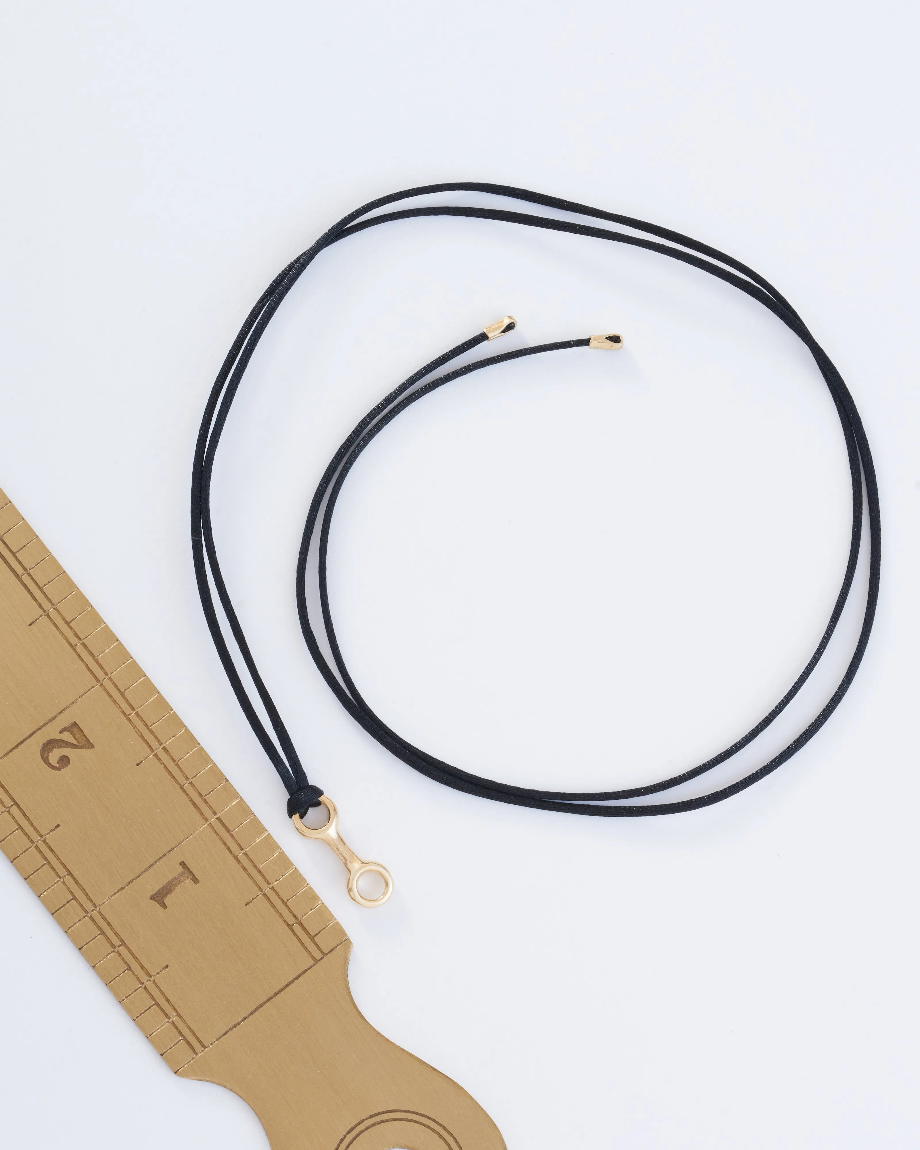 medium double beam link on silky cord necklace
