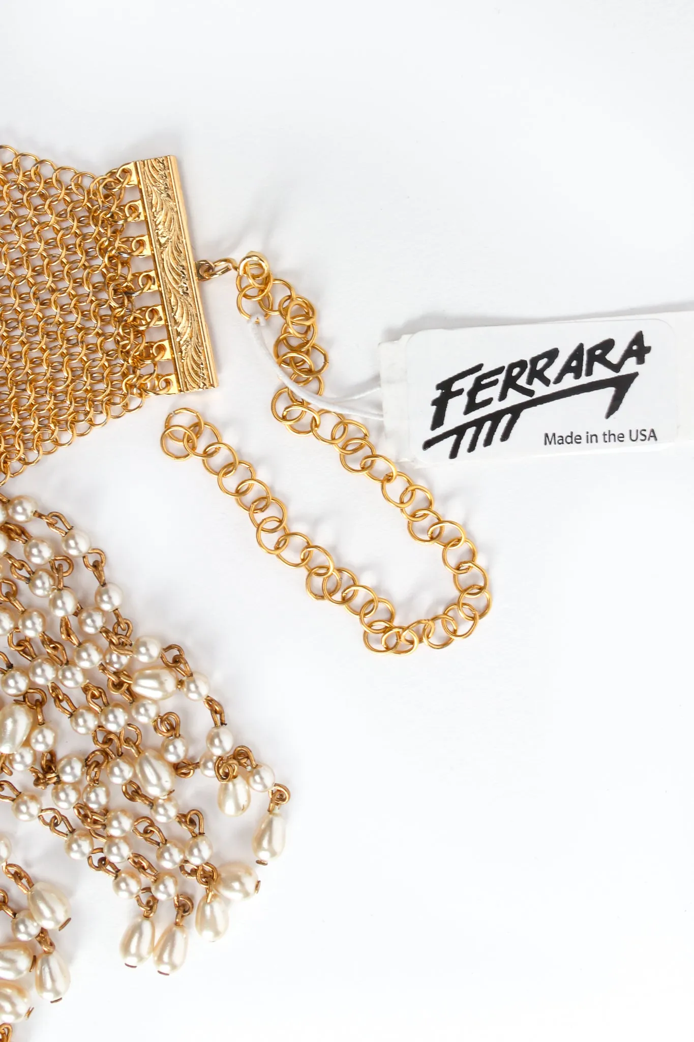 Mesh Waterfall Pearl Fringe Bib Necklace