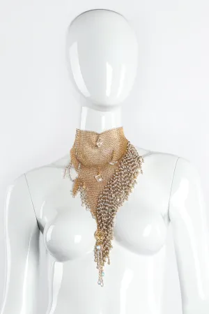 Mesh Waterfall Pearl Fringe Bib Necklace